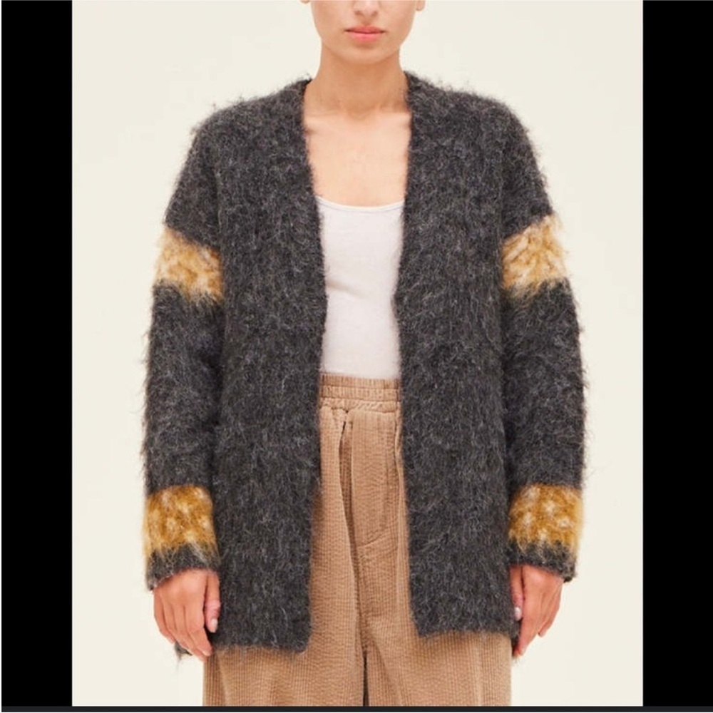 GRADE & GATHER Color Mixed Cardigan in Coal Sz M Wool Blend Oversized Garmentory